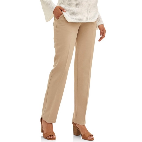 Oh! Mamma Pants - Oh! Mamma Maternity Women's Khaki Straight Leg Career Dress Pant Plus Size 2x
